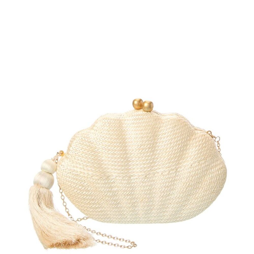 Rafé Katie Straw Clutch, White